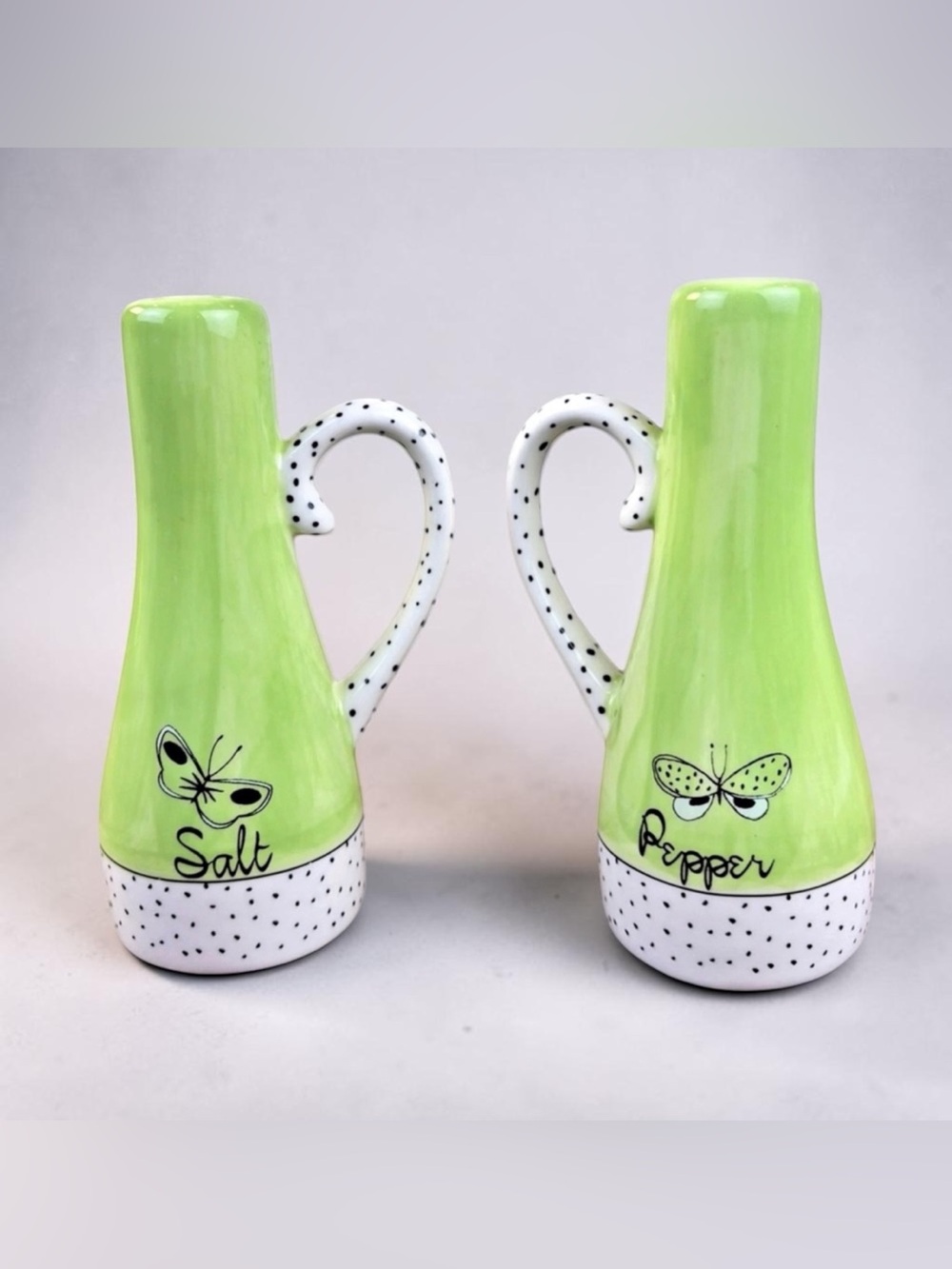 ANTHROPOLOGIE Vintage Lime Green Salt and Pepper Shakers